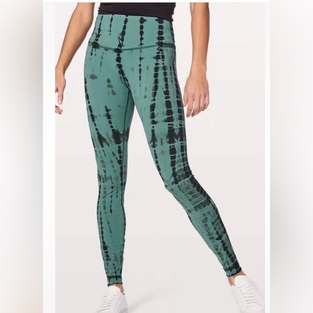 lululemon athletica Green & Black Tie-Dye High-Rise Leggings